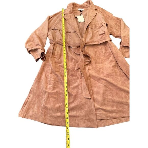 OAT New York Women's Pink Faux Suede Trench Coat Size S Long Sleeve NWT - Picture 7 of 13